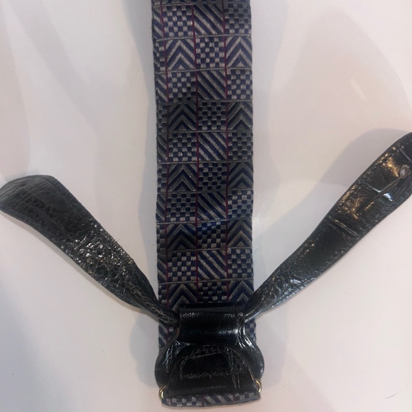 Vtg Trafalgar Suspenders Navy Blue Y Back Button On Braces Brass Tone England - Picture 5 of 6